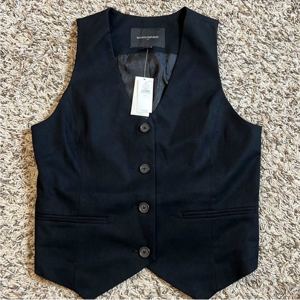 Banana Republic Black Button-Up Vest